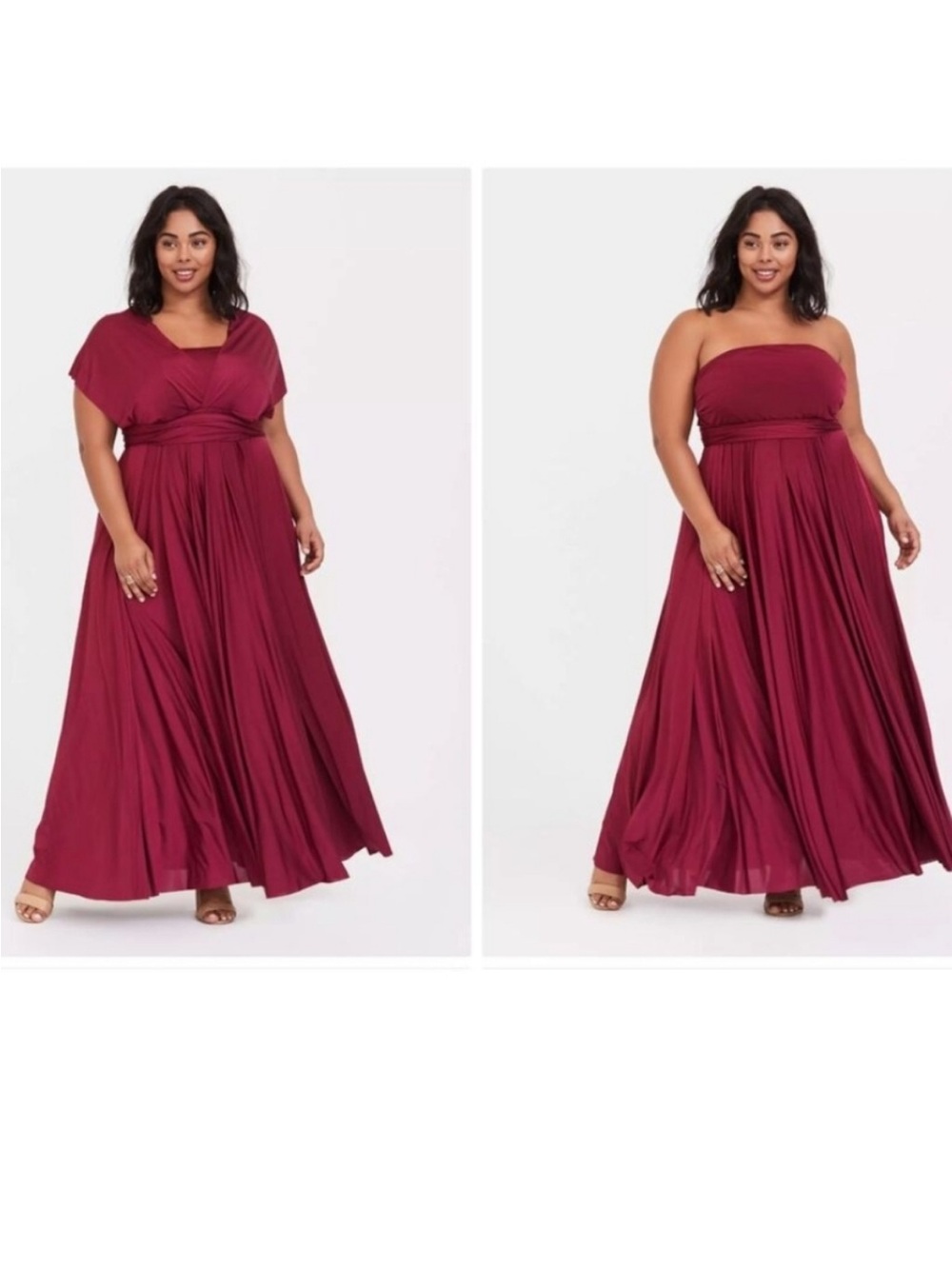 Torrid Size 5 Convertible Burgundy Plus-Size Maxi Dress